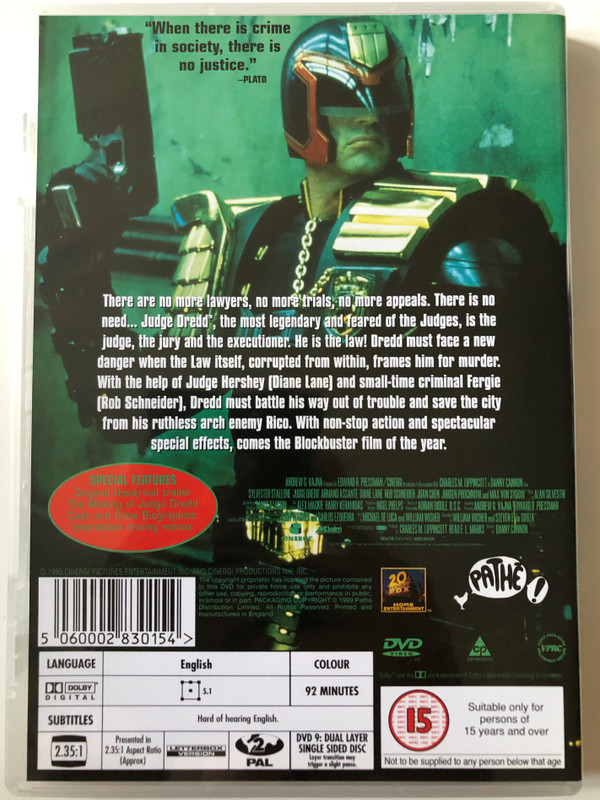 Stalone - Judge Dredd / Widescreen / Pathe! DVD Video CD 1995 / P8838DVD