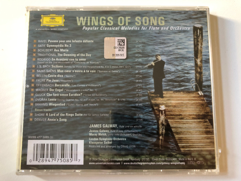 James Galway – Wings Of Song / Includes two bonus tracks: world-premiere recording of LORD OF THE RINGS SUITE, New Recording of Annie's Song / Deutsche Grammophon Audio CD 2004 Stereo / 00289 477 5085 