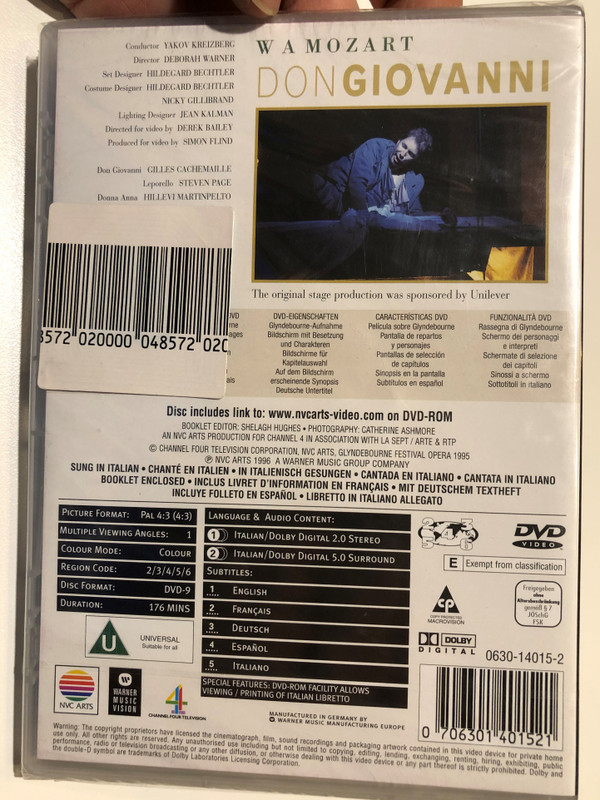 W. A. Mozart: Don Giovanni - Conductor: Yakov Kreizberg, Director: Deborah Warner / Warner Music Vision DVD Video CD 1996 / 0630-14015-2