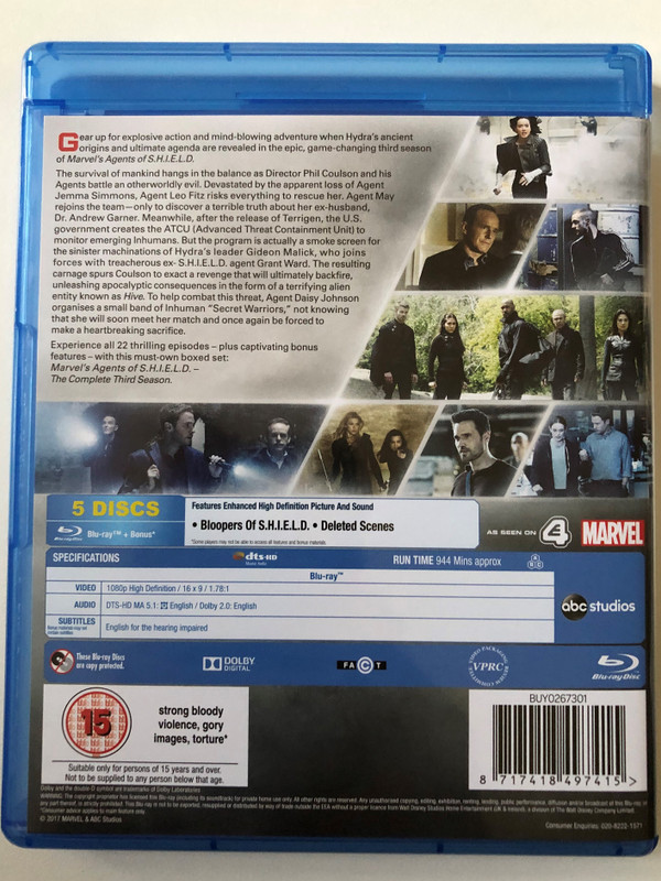 Marvel's Agents of S.H.I.E.L.D. - The Complete Third Season / Marvel & ABC Studios 5x Blu-ray Disc 2017 / BUY0267301
