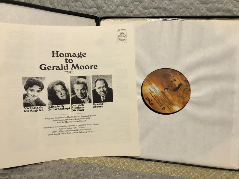 Homage To Gerald Moore - Victoria De Los Angeles, Dietrich Fischer-Dieskau, Elisabeth Schwarzkopf / Recorded At The Concert Devised And Presented By Walter Legge / Angel Records 2x LP, Box Set 1967 Stereo / SB-3697
