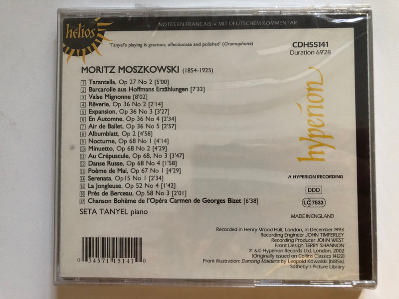 Moritz Moszkowski - Piano Music By Moritz Moszkowski ~1~ - Seta Tanyel / Helios Audio CD 2002 / CDH55141