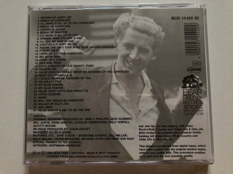 Classic Jerry Lee Lewis - The Definitive Edition Of His Sun Recordings 1956-1963 (Incl. Unissued Performances) / Bear Family Records 8x Audio CD, Box Set 1989 / BCD 15420 HH