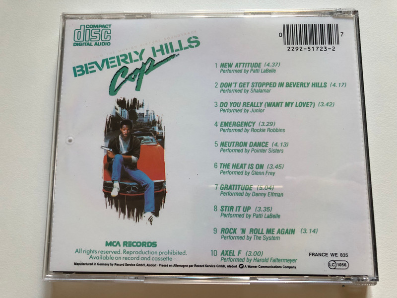 Beverly Hills Cop (Music From The Motion Picture Soundtrack) - Featuring: Glenn Frey, Patti LaBelle, Pointer Sisters, Rockie Robbins, Shalamar, Danny Elfman, Junior, The System / MCA Records Audio CD / 251 723-2