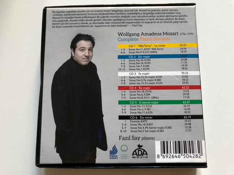 Mozart: Complete Piano Sonatas - Fazıl Say / Ada Müzik 6x Audio CD, Box Set / 8692646504282