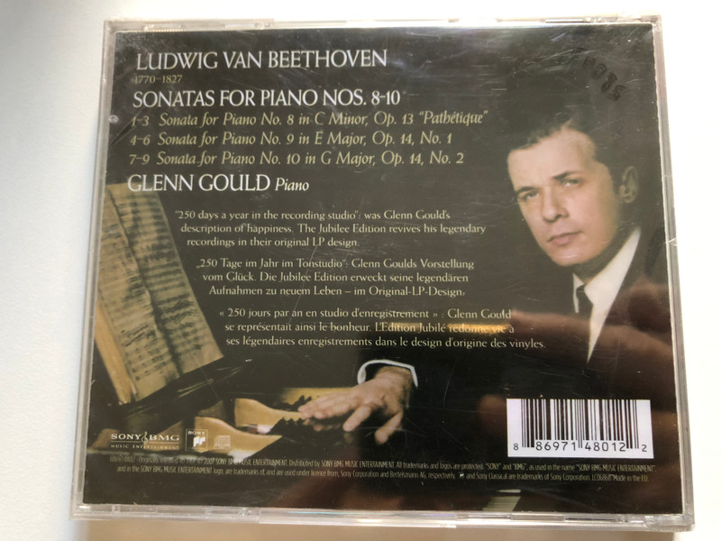Glenn Gould - Beethoven: Sonatas No. 8 In C Minor "Pathétique", No. 9 in E Major, No. 10 in G Major / Glenn Gould Jubilee Edition / Sony Classical Audio CD 2007 / 88697148012