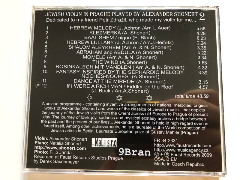 Jewish Violin In Prague 2 - Played By Alexander Shonert / Faust Records Audio CD 2009 / FR 34-2331