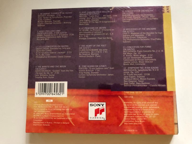 Sony Classical (New Traditions) / Featuring Selections From Our New Releases / Limited Edition CD + Catalogue / Sony Classical Audio CD 1996 / 01-006458-10