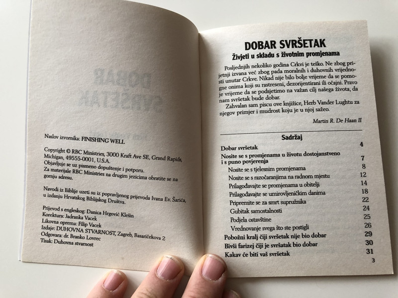 Dobar Svršetak / Croatian language Booklet / Finishing Well / Herb Vander Lugt / Paperback, 2003 (1A-4BCW-KRQ1)