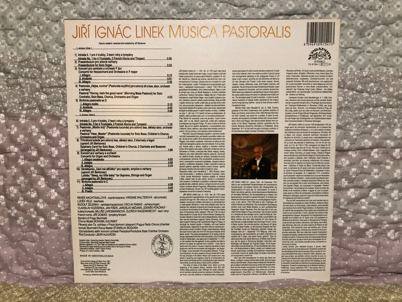 Jiří Ignác Linek - Musica Pastoralis / Soloists/Choruses: Pardubice State Chamber Orchestra, Libor Hlaváček / Musica Antiqua Bohemica / Supraphon LP Stereo / 10 4154-1 911