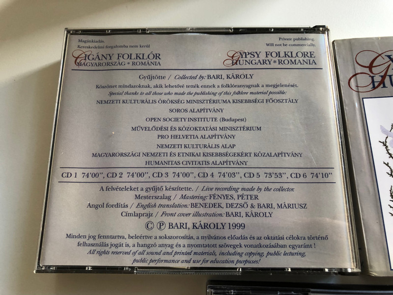 Gypsy Folklore - Hungary and Romania I- X. Collected by Karoly Bari Károly / Audio CD Box 1999 / Cigány Folklór Magyarország es Románia 