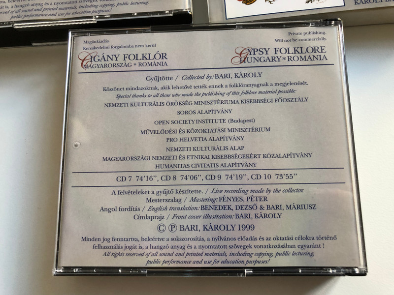 Gypsy Folklore - Hungary and Romania I- X. Collected by Karoly Bari Károly / Audio CD Box 1999 / Cigány Folklór Magyarország es Románia 