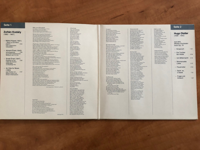 Kurt Suttner, Via Nova Chor, Munchen / Zoltán Kodály (1882-1967): Matrai Kepek, Adventi Enek, Sirato Enek, An Ode For Music / Hugo Distler (1908-1942): Aus Dem Mörike-Chorliederbuch Op. 19 / LP 1983 / 66.23368