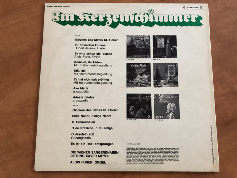 Im Kerzenschimmer - Die Wiener Sängerknaben singen Weihnachtslieder / Electrola LP Stereo, Mono / 1C 048-28 124