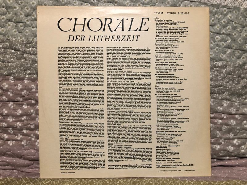 Choräle Der Lutherzeit / 450 Jahre Reformation / ETERNA LP Stereo 1975 / 8 25 665