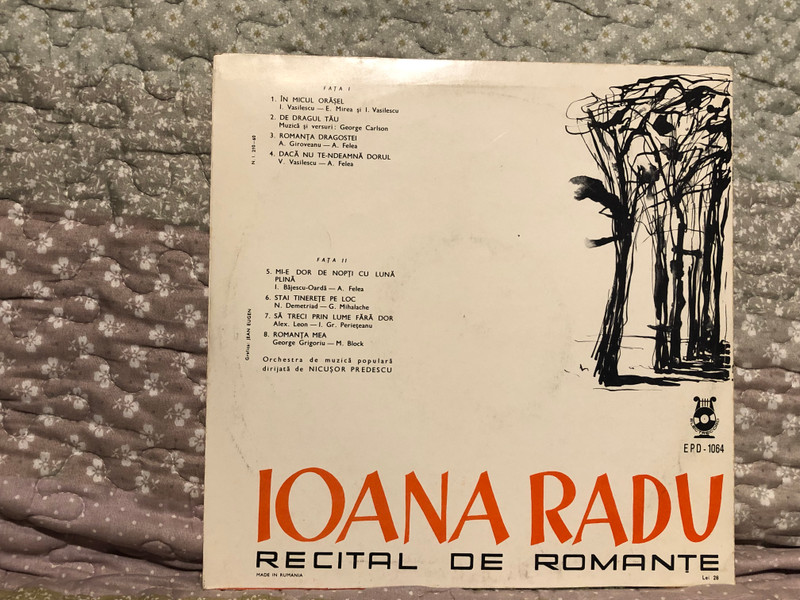 Ioana Radu – Recital De Romanțe / Electrecord LP / EPD 1064