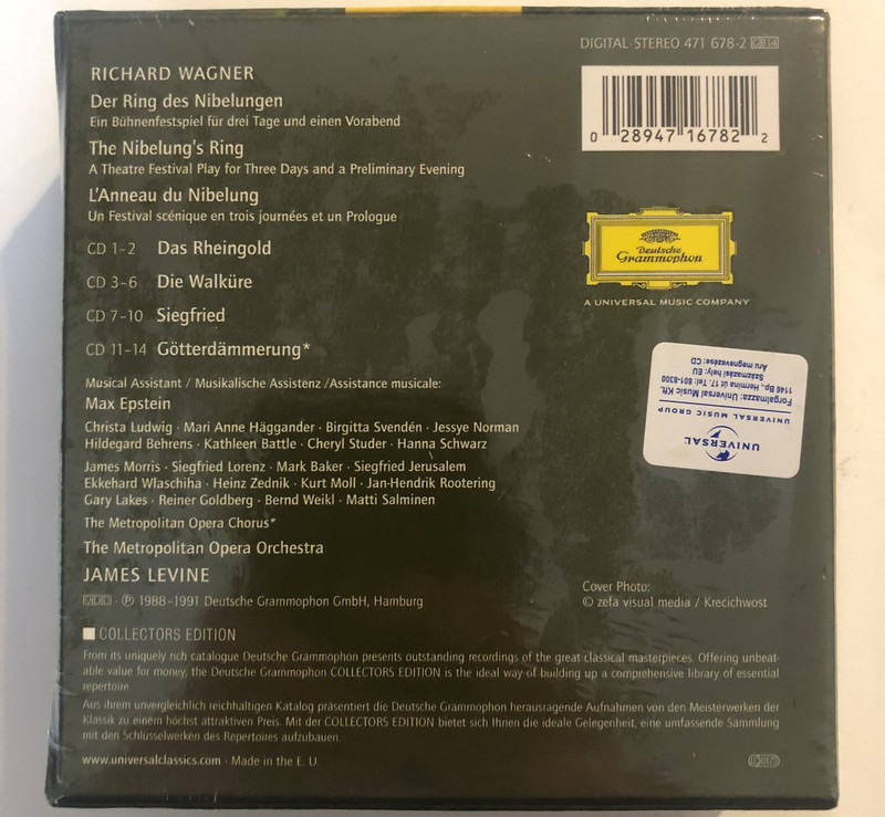 Wagner: Der Ring Des Nibelungen -The Metropolitan Opera Orchestra And Chorus, James Levine / Collectors Edition / Deutsche Grammophon 14x Audio CD, Stereo, Box Set / 471 678-2 