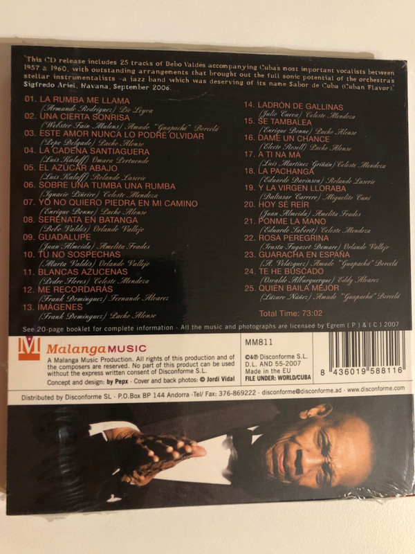 Bebo Valdés – Featuring The Legendary Vocalists / Omara Portuondo, Celeste Mendoza, Pío Leyva, Pache Alonso, ''Guapacha' Bercela / Remastered in 24-bit from the Original Tapes for the First Time Ever / Malanga Music Audio CD 2007 / MM811