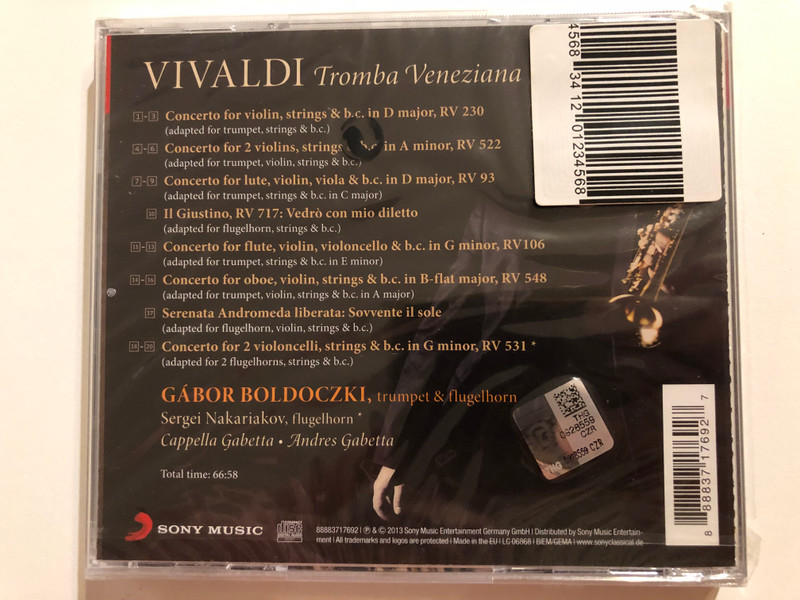 Vivaldi: Tromba Veneziana - Gábor Boldoczki, Sergei Nakariakov, Cappella Gabetta, Andrés Gabetta / Sony Music Audio CD 2013 / 88883717692