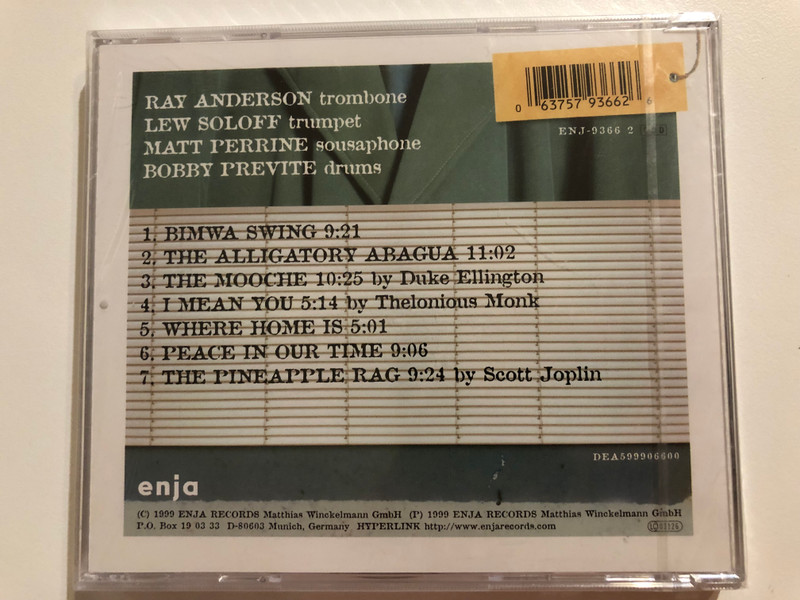 Ray Anderson Pocket Brass Band – Where Home Is / Lew Soloff, Matt Perrine, Bobby Previte / Enja Records Audio CD 1999 / ENJ-9366 2 