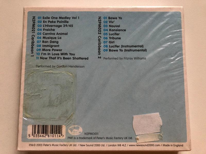 Greetings from the Caribbean, part 01 - Cadence Zouk, Gordon Henderson, Fitzroy Williams / Peter's Music Factory 2x Audio CD 2003 / N2PMD011