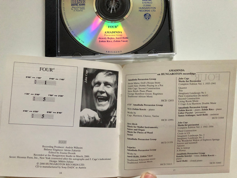 John Cage: Four⁴ - Works For Percussion Vol.3 (1991) / Legacies - 4 / Amadinda Percussion Group / Hungaroton Classic Audio CD 2000 Stereo / HCD 31846