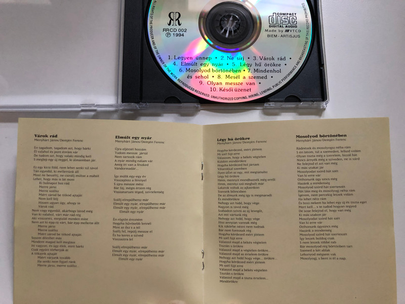 Demjén – Dalok A Szerelemről / R&R Records Audio CD 1994 / RRCD 002 