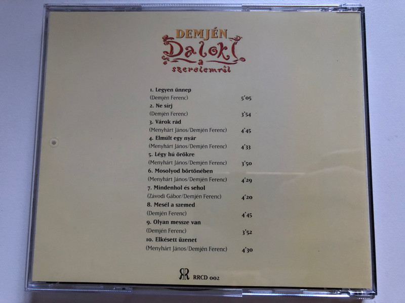 Demjén – Dalok A Szerelemről / R&R Records Audio CD 1994 / RRCD 002 