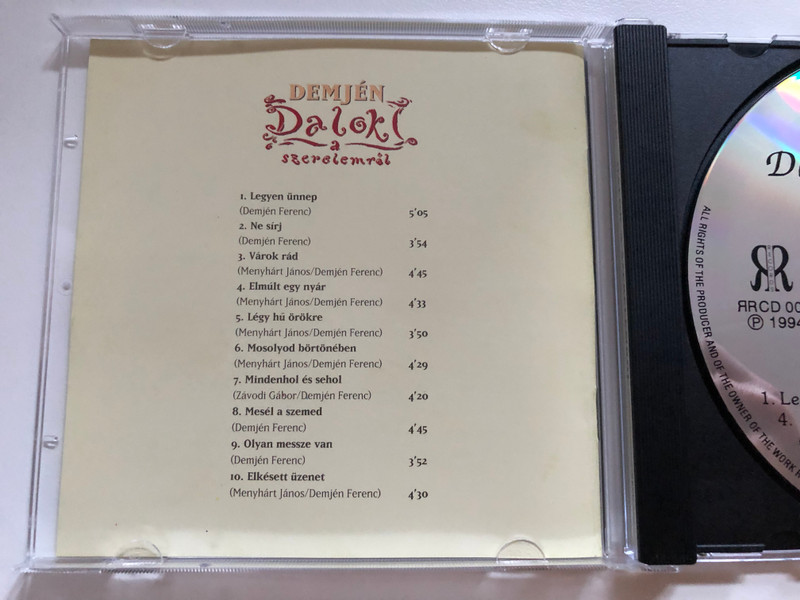 Demjén – Dalok A Szerelemről / R&R Records Audio CD 1994 / RRCD 002 