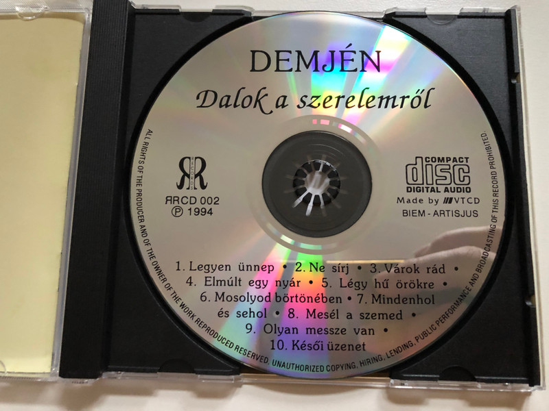 Demjén – Dalok A Szerelemről / R&R Records Audio CD 1994 / RRCD 002 