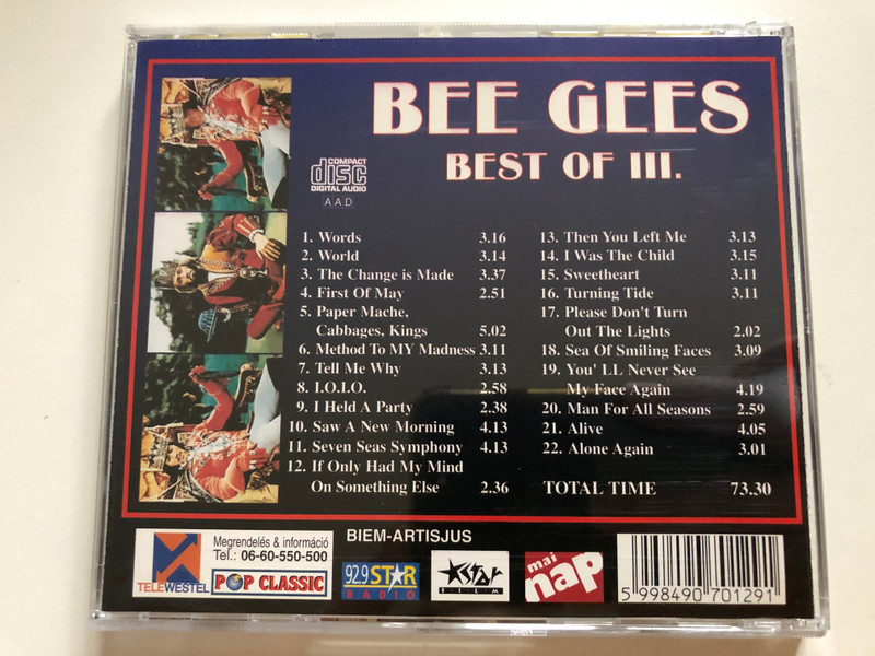 Bee Gees – Best Of III. / Pop Classic / Euroton Audio CD 2002 / EUCD-0129 (5998490701291)