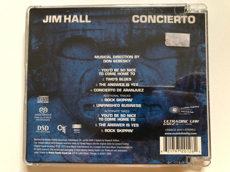Jim Hall – Concierto / Original Master Recording / Paul Desmond, Chet Baker, Ron Carter, Steve Gadd, Roland Hanna / Mobile Fidelity Sound Lab Hybrid Disc 2003 Stereo / UDSACD 2012