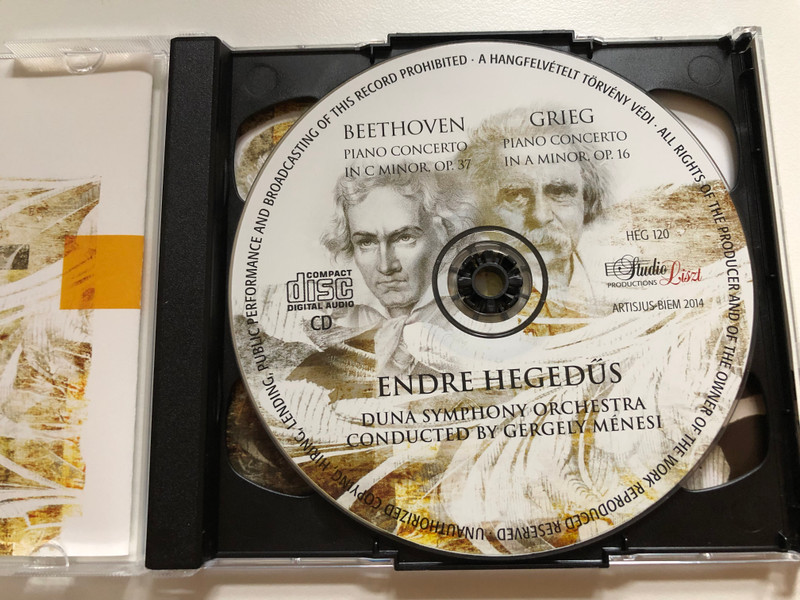 Beethoven: Piano Concerto In C Minor, Op. 37, Grieg: Piano Concerto In A Minor, Op. 16 - Played By Endre Hegedus / Studio Liszt Productions Audio CD + DVD CD / HEG 120 & 305
