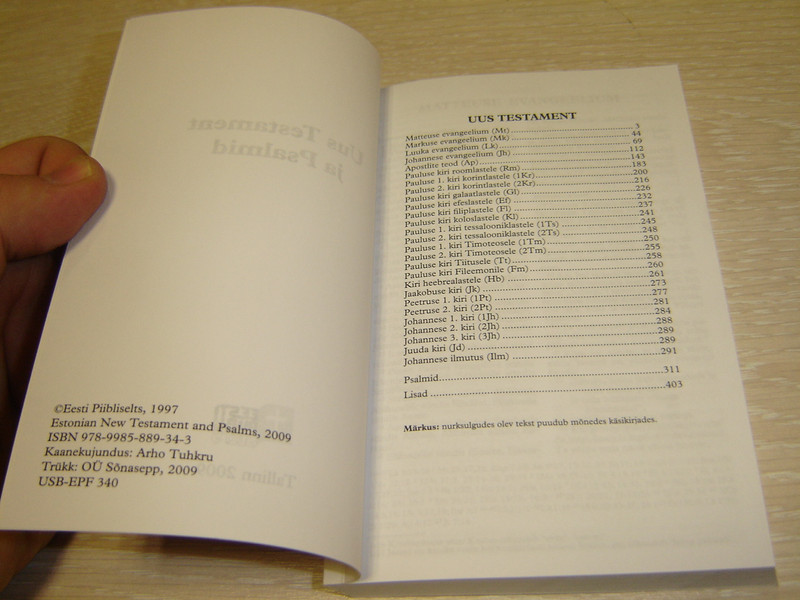 Estonian New Testament and Psalms 340 / Uus Testament ja Psalmid