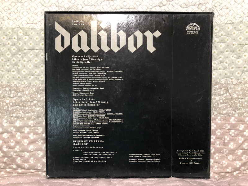 Smetana: Dalibor - Vilém Přibyl, Eva Děpoltová, Václav Zítek, Naďa Šormová, Brno State Philharmonic Orchestra, Václav Smetáček / Supraphon 3x LP, Stereo, Box Set 1980 / 1416 2921-3 QG