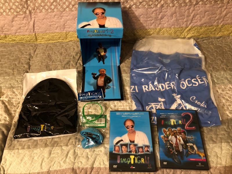 Üvegtigris 1-2. díszdoboz DVD Gift Box - Ajandekdobz - T-Shirt, Sapka, Karkoto, Telefontarto / Csuja Imre, Gáspár Sándor, Reviczky Gábor, Rudolf Péter (5999544259263)
