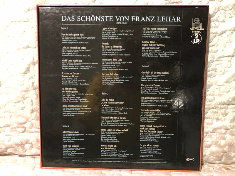 Das Schönste Von Franz Lehár / Ariola 2x LP, Box Set, Stereo 1983 / 302 206-420