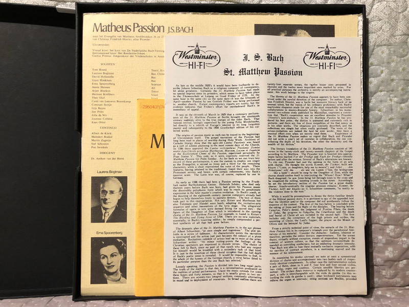 Matheus Passion - J. S. Bach - Naardense Uitvoering, o. l. v. Dr. Anthon V. D. Horst / Discofoon 4x LP, Box Set, Stereo, Mono / NR 29504071/74 