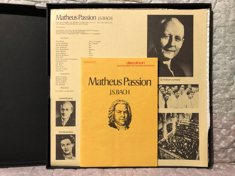 Matheus Passion - J. S. Bach - Naardense Uitvoering, o. l. v. Dr. Anthon V. D. Horst / Discofoon 4x LP, Box Set, Stereo, Mono / NR 29504071/74 