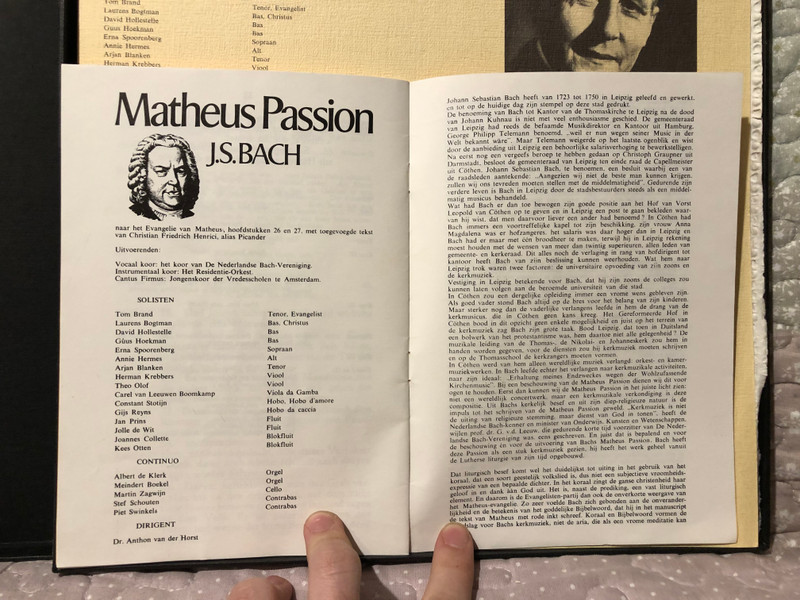 Matheus Passion - J. S. Bach - Naardense Uitvoering, o. l. v. Dr. Anthon V. D. Horst / Discofoon 4x LP, Box Set, Stereo, Mono / 29504071/74