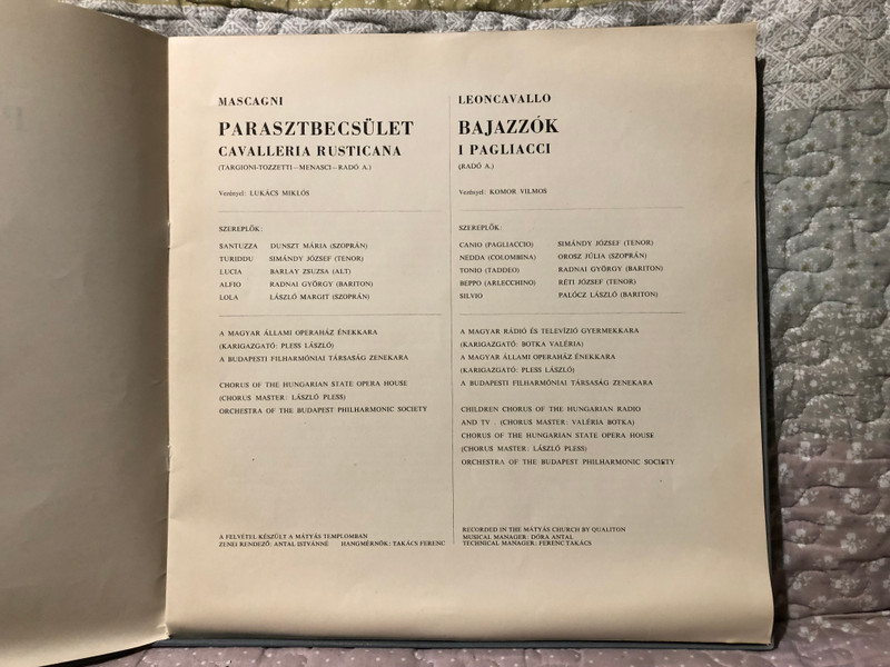 Cavalleria Rusticana - Parasztbecsület; I Pagliacci - Bajazzok / Qualiton 3x LP, Box Set / LPX 1195-97