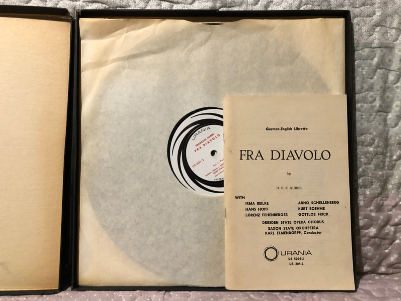 The Dresden State Opera - Francois Auber - Fra Diavolo / Saxon State Orchestra, Conducted By Karl Elmendorff - With Irma Beilke, Hans Hopf, Gottlob Frick, Kurt Böhme / Urania Records 2x LP / UR 204-2