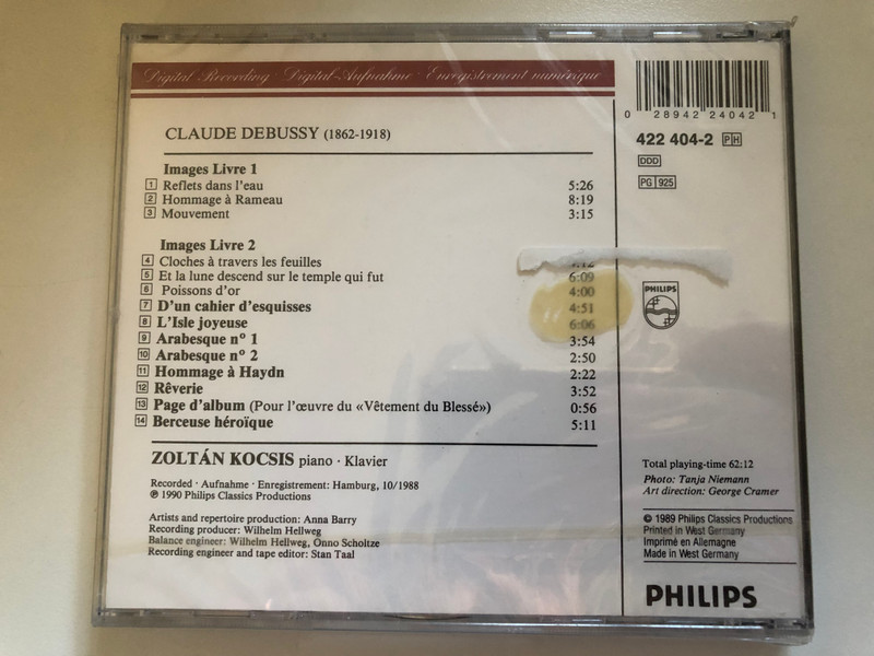 Debussy: Images; 2 Arabesques; L'Isle Joyeuse; Berceuse Héroïque - Zoltán Kocsis / Philips Digital Classics / Philips Audio CD 1990 / 422 404-2