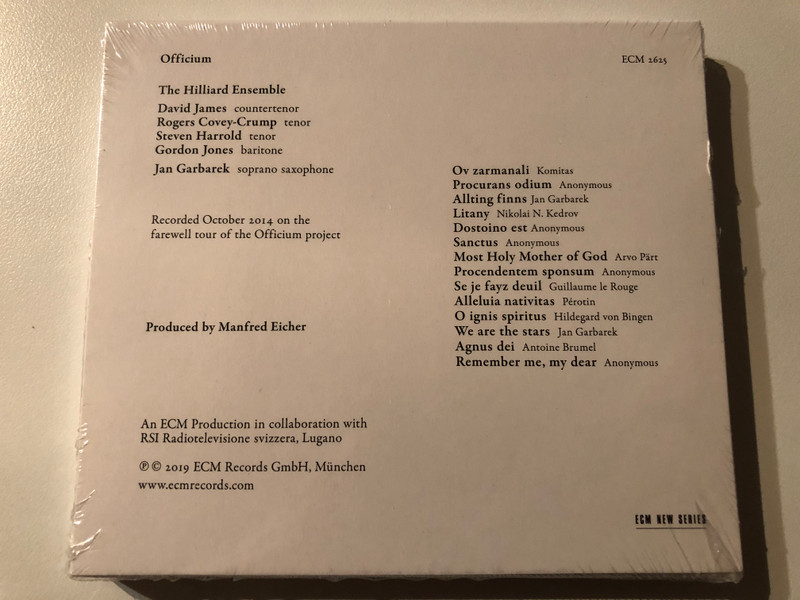 Jan Garbarek, The Hilliard Ensemble – Remember Me, My Dear / ECM Records Audio CD 2019 / ECM 2625