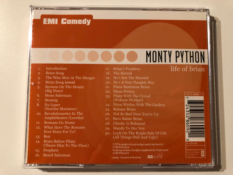 Monty Python – Life Of Brian (original soundtrack) / EMI Comedy / EMI Gold Audio CD 2000 / 724352860920