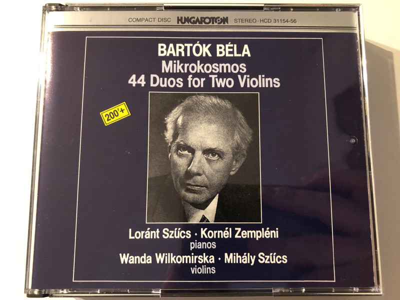Bartók Bela - Mikrokosmos; 44 Duos For Two Violins - Loránt Szűcs, Kornél Zempléni (pianos), Wanda Wilkomirska, Mihály Szűcs (violins) / Hungaroton Classic 3x Audio CD, Box Set 1989 Stereo / HCD 31154-56