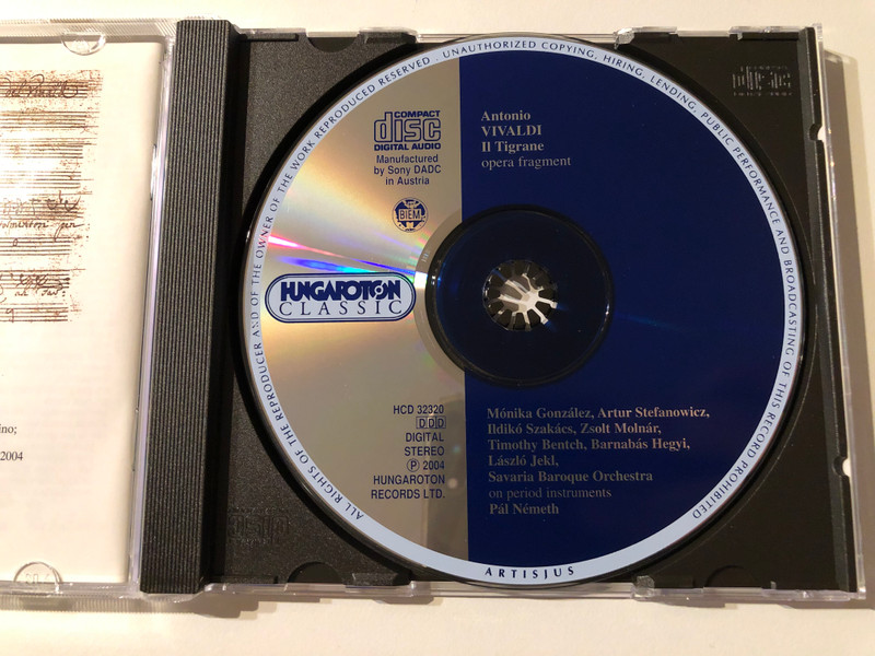 Vivaldi: Il Tigrane (opera fragment) - Stefanowicz, Gonzales, Bentch, Szakacs, Hegyi, Molnar, Jekl / Savaraia Baroque Orchestra on period instruments, Pal Nemeth / Hungaroton Classic Audio CD 2004 Stereo / HCD 32320 