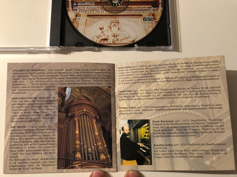 Church Music Of The Hungarian Millennium - A Magyar Millenium Egyhazzeneje  - Istvan Koloss' compositions in the St. Stephen Basilica, Budapest / JADA Bt. Audio CD 2000 / Organ: Koloss Istvan, Karasszon Dezso