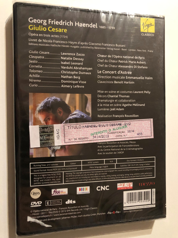 Handel: Giulio Cesare [DVD] [2012] / Virgin Classics / Opera National de Paris - Francois Roussilion et Associes - Mezzo / Emi Records Ltd / Natalie Dessay - Le Concert d'Astree - Emmanuelle Haim - Laurent Pelly / 2012 DVD (5099907093999)