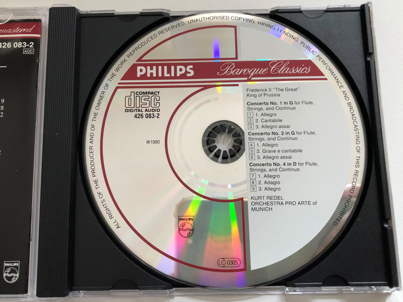Friedrich II Der Grosse = Frederick the Great - 3 Flötenkonzerte; Flute Concertos - Kurt Redel / Baroque Classics / Philips Audio CD 1989 / 426 083-2